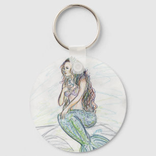 Mermaid on A Rock Custom Art Sleutelhangers
