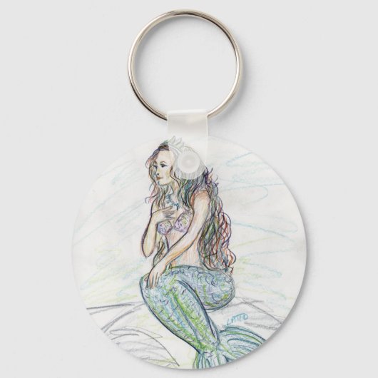 Mermaid on A Rock Custom Art Sleutelhangers (Voorkant)