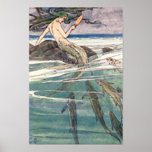 Mermaid on Marooners Rock van Alice B. Woodward Poster