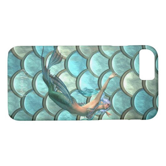 Mermaid on Mermaid Tail Scales - Gepersonaliseerd Case-Mate iPhone Case (Achterkant (Horizontaal))