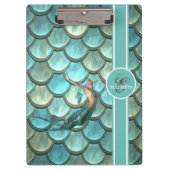 Mermaid on Mermaid Tail Scales Monogram Klembord (Voorkant)