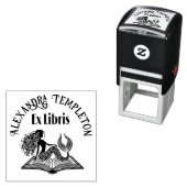Mermaid on Open Book with Ex Libris Name Zelfinktende Stempel (In situ)