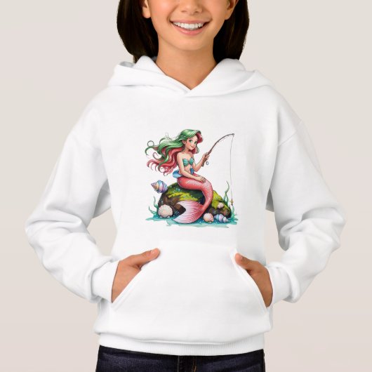 Mermaid on Rock – Kids’ Hoodie (Devant)