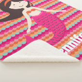 Mermaid on Tropical Shell Pattern Sherpa Throw (3/4)