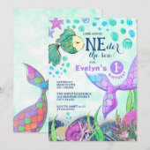Mermaid ONE der the Sea 1er Birthday Invitation (Devant / Derrière)
