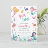 Mermaid Oneder The Sea 1st Birthday Invitation (Debout devant)