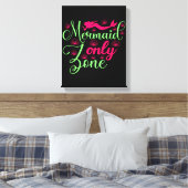 Mermaid only Zone in Hot Pink en Neon Green Canvas Afdruk (Insitu (Slaapkamer))