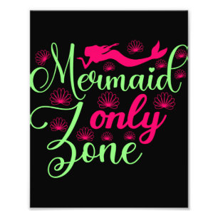 Mermaid only Zone in Hot Pink en Neon Green Foto Afdruk