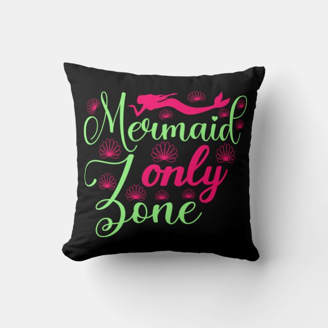 Mermaid only Zone in Hot Pink en Neon Green Kussen (Voorkant)