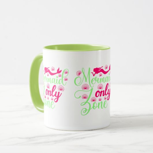 Mermaid only Zone in Hot Pink en Neon Green Mok (Voorkant links)