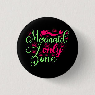 Mermaid only Zone in Hot Pink en Neon Green Ronde Button 3,2 Cm