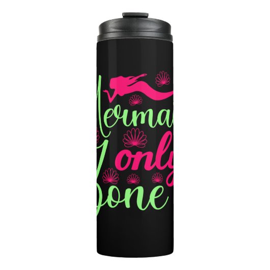 Mermaid only Zone in Hot Pink en Neon Green Thermosbeker (Voorkant)