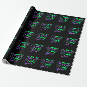 Mermaid Only Zone in Neon Green en Paars Cadeaupapier