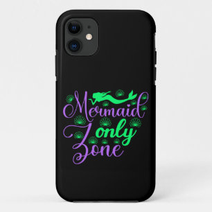 Mermaid Only Zone in Neon Green en Paars iPhone 11 Hoesje