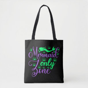 Mermaid Only Zone in Neon Green en Paars Draagtas