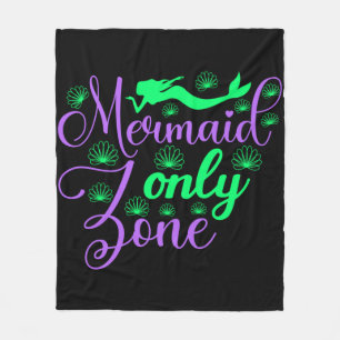 Mermaid Only Zone in Neon Green en Paars Fleece Deken