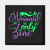Mermaid Only Zone in Neon Green en Paars Magneet (Voorkant)