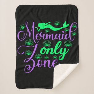 Mermaid Only Zone in Neon Green en Paars Sherpa Deken