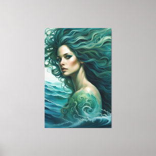 Mermaid opgerekt canvasprint canvas afdruk