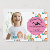 Mermaid Orange Anniversaire Fête Invitation (Devant)