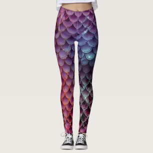 Mermaid Paars, blauw, rood kleurenontwerp Leggings