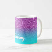 Mermaid Paars en Aqua Faux Glitter Ombre Koffiemok (Voorkant rechts)