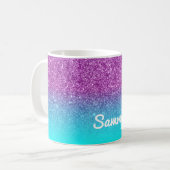 Mermaid Paars en Aqua Faux Glitter Ombre Koffiemok (Voorkant links)