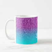 Mermaid Paars en Aqua Faux Glitter Ombre Koffiemok (Links)