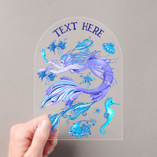 Mermaid Paars Fairy Creater Acryl Uitnodigingen