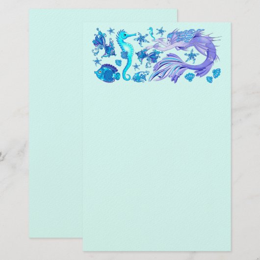 Mermaid Paars Fairy Creater Briefpapier (Voorkant / Achterkant)