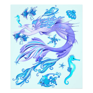 Mermaid Paars Fairy Creater Foto Afdruk