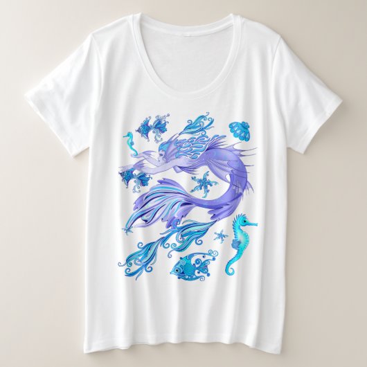Mermaid Paars Fairy Creater Grote Maat T-shirt (Design voorkant)