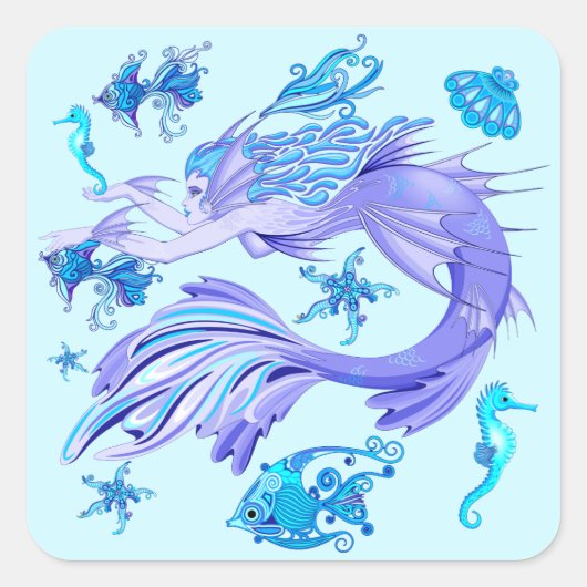 Mermaid Paars Fairy Creater Vierkante Sticker (Voorkant)