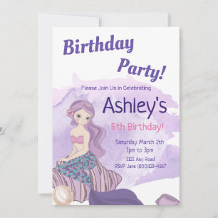 Mermaid Party Invitation, Mermaid Birthday Feestdagenkaart