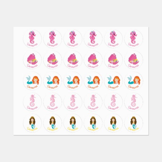 Mermaid Party Oranje labels (Vel)