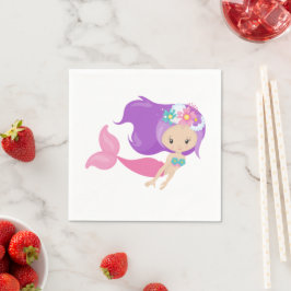 Mermaid Party Paars Napkins Servet