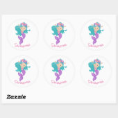 Mermaid Party Paarse Classic Round Sticker (Vel)