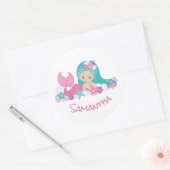 Mermaid Party Paarse Classic Round Sticker (Envelop)