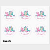 Mermaid Party Paarse Classic Round Sticker (Vel)