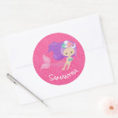 Mermaid Party Pink Glitter Ronde Sticker (Envelop)