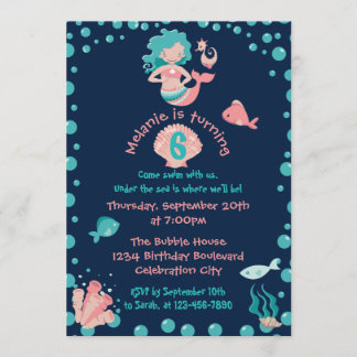 Mermaid Party | Zesde verjaardag van het meisje Kaart