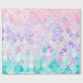 Mermaid Pattern Birthday Gift Wrapping Paper Cadeaupapier (Vlak)