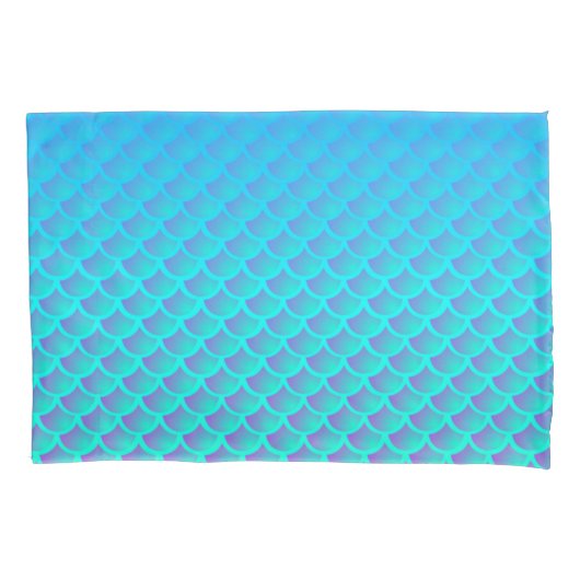 Mermaid Pattern in Aqua Blue en Paars Kussensloop (Voorkant)