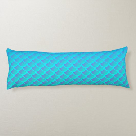 Mermaid Pattern in Aqua Blue en Paars Lichaamskussen (Achterkant)