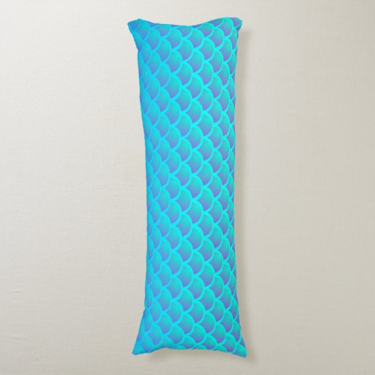Mermaid Pattern in Aqua Blue en Paars Lichaamskussen (Voorkant Verticaal)