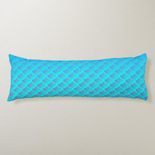 Mermaid Pattern in Aqua Blue en Paars Lichaamskussen (Voorkant)
