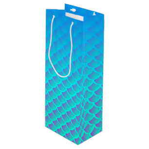 Mermaid Pattern in Aqua Blue en Paars Wijn Cadeautas