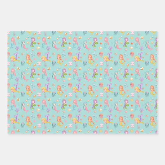 Mermaid Pattern Inpakpapier Vel (Voorkant 3)