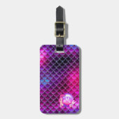 Mermaid Pearls en Scales Monogram Roze ID600 Bagagelabel (Voorkant verticaal)