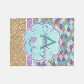 Mermaid Personalized Monogram Throw Blanket Fleece Deken (Voorkant (Horizontaal))